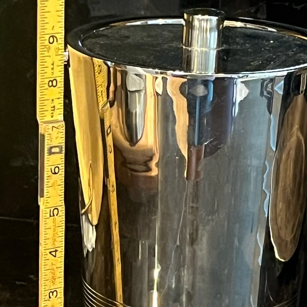 Crate&Barrel Silver Ice Bucket with Tongs